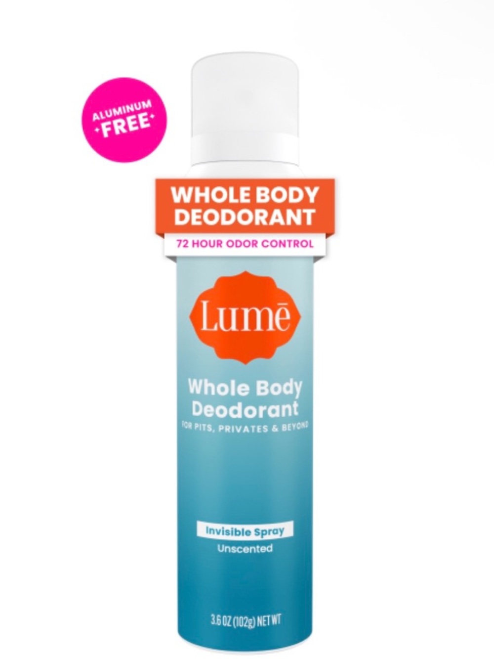 New Lumē Whole Body Deodorant Invisible Spray - Unscented (Blue)